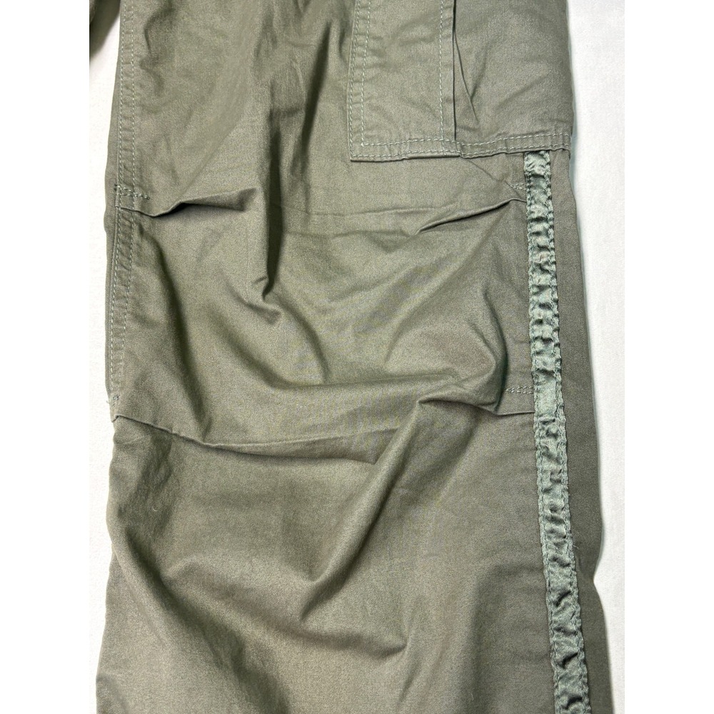 Y2k Abercrombie & Fitch Olive Green Cargo Pants Satin Trim Low Rise Size 27X28 - Picture 2 of 14